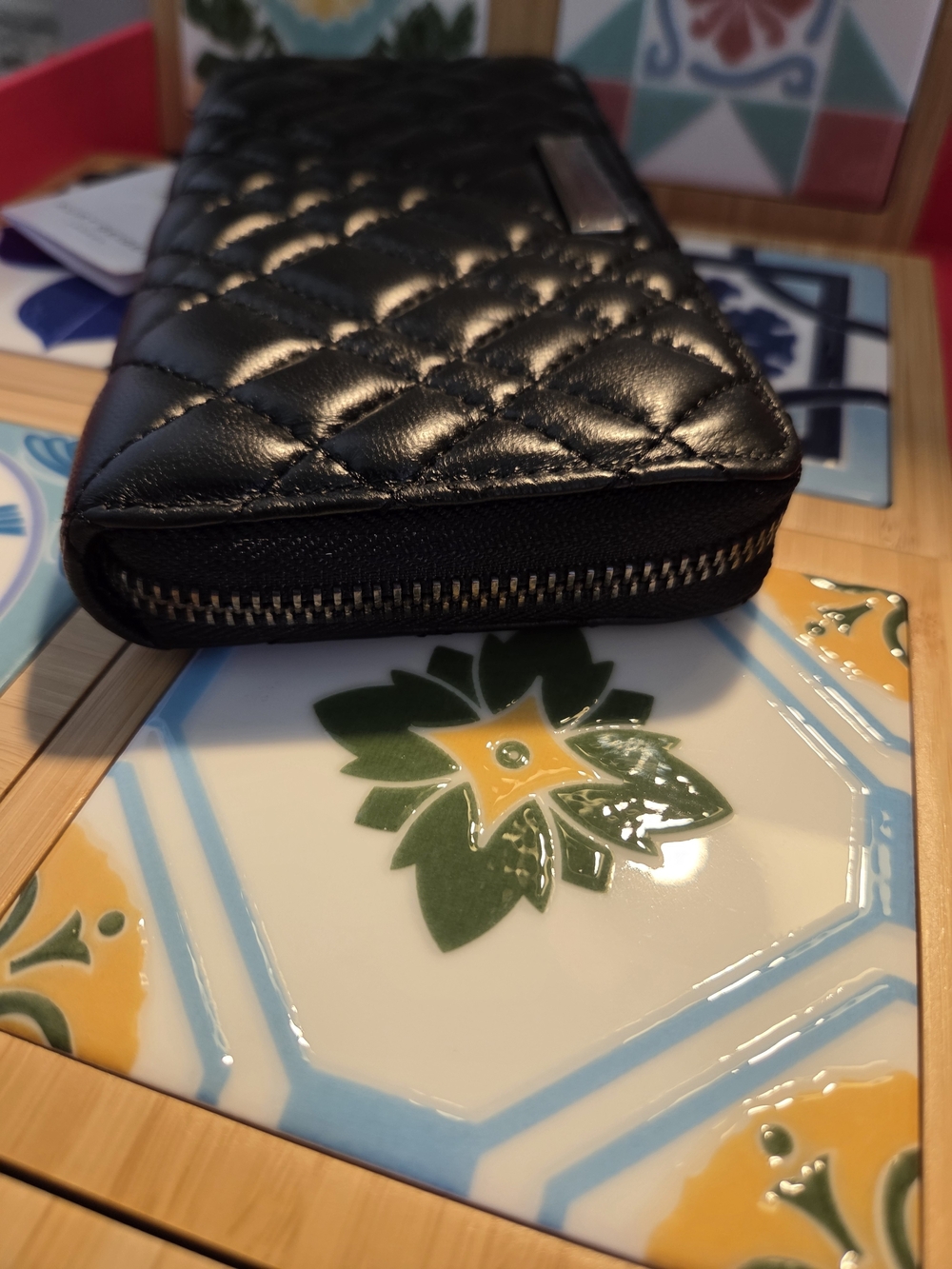 Kurt Geiger Quilted Black Plush Lambskin Leather Full Size Wallet NWT - Picture 8 of 15
